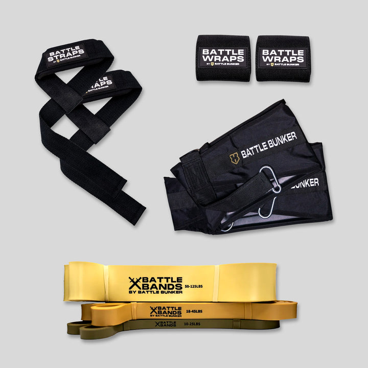 Deployment Bundle - Resistance Bands, Ab Straps, Lifting Straps, and Wrist Wraps