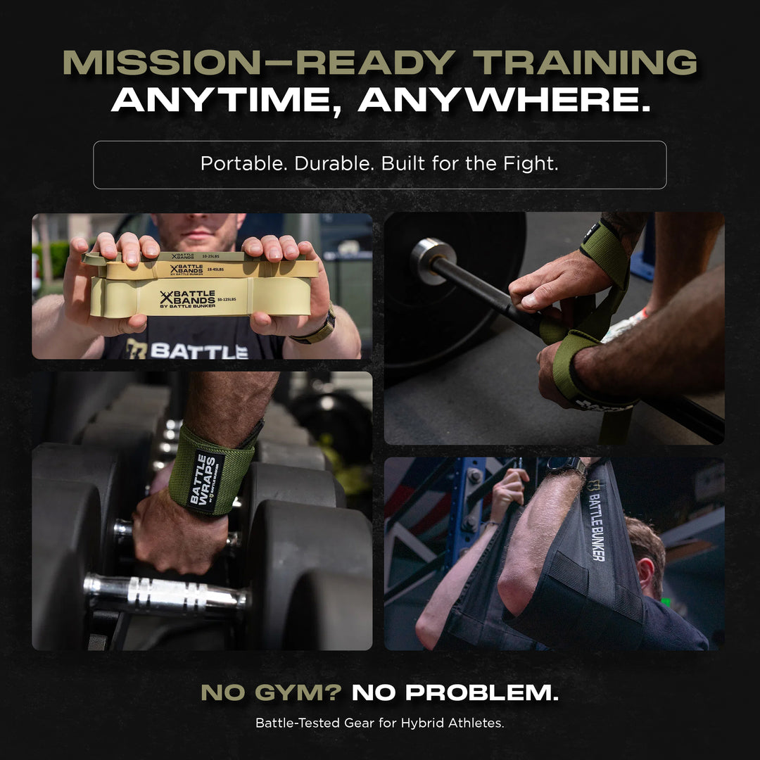 Deployment Bundle - Resistance Bands, Ab Straps, Lifting Straps, and Wrist Wraps