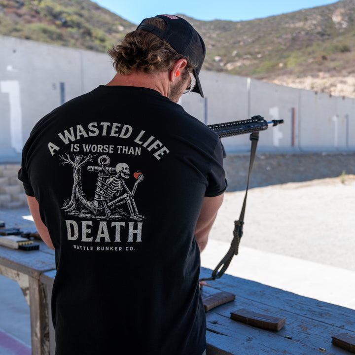 A Wasted Life is Worse Than Death Tee - Battle Bunker