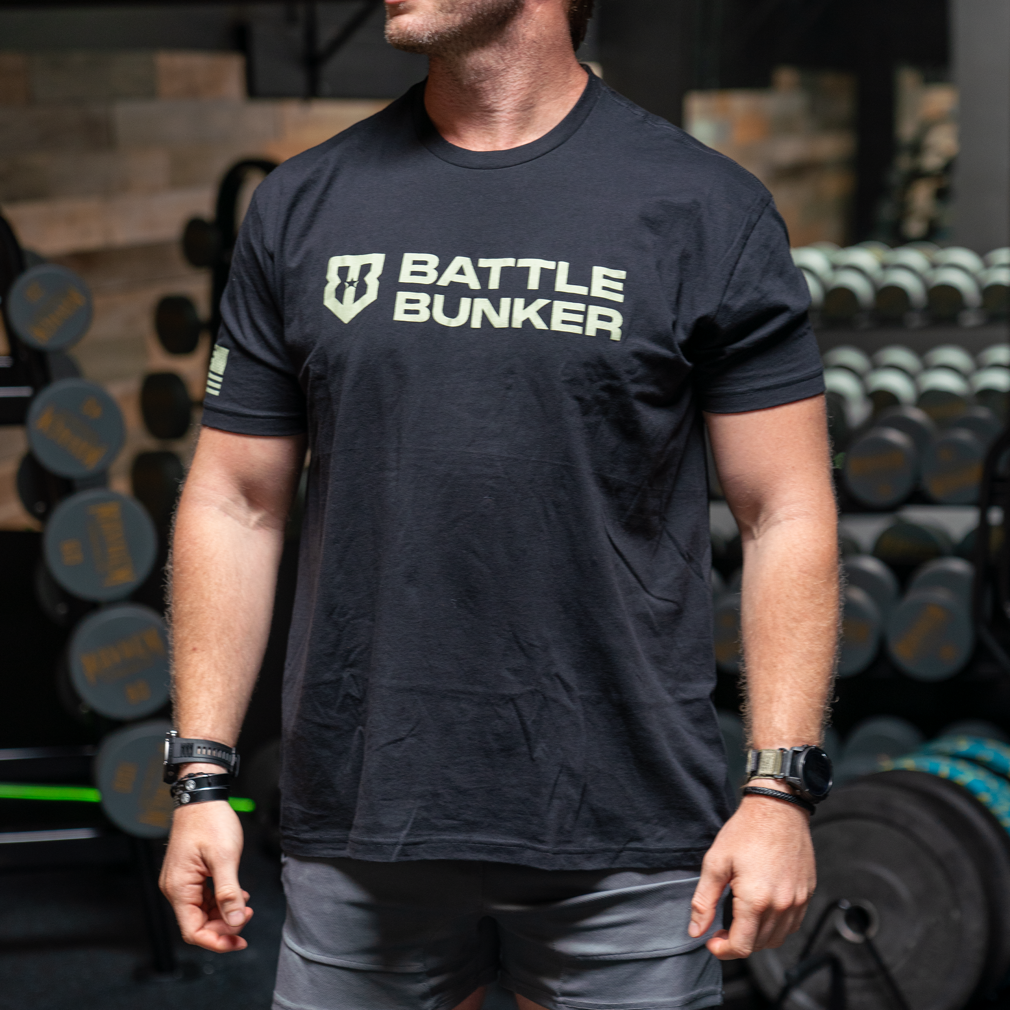 Black Battle Bunker Tee Olive Logo - Battle Bunker
