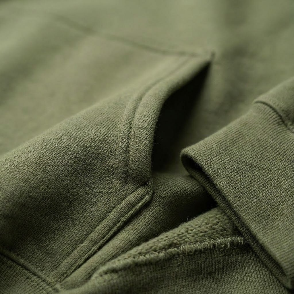Close-up of green fabric with a textured surface